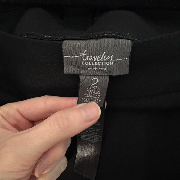 Chico's Travelers Ankle Trousers Black Stretch Material Two Pocket Size 2 (L12) - Picture 8 of 10